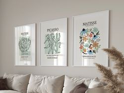 set of 3, matisse print, matisse cutout, picasso print, picasso poster,set of three wall art, wall,matisse exhibition po