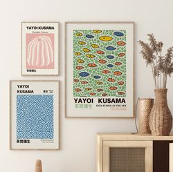 set of 3, set of 3 wall art, gallery wall, yayoi kusama poster, yayoi kusama print set, yayoi kusama set 3 art print, pu