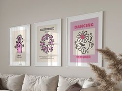 set of 3, set of three wall art, gallery wall, keith haring poster, keith haring print set, keith haring set of 3 art pr