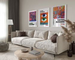 Yayoi Kusama Print Set of 3, Gallery Wall Set, Yayoi Kusama Poster, Exhibition Print Set, Japanese Poster Art, Printable