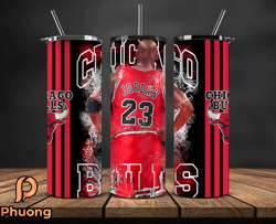 bulls basketball 20oz tumbler wrap,  basketball design,nba teams,nba sports,nba tumbler wrap,nba ds-04