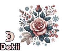 classic winter rose flower clipart design 158
