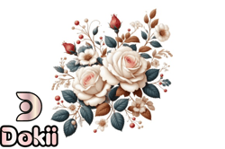 classic winter rose flower clipart design 161