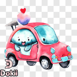 fun and playful pink car with ice cream cone png design 182