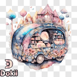 watercolor camper van painting   artists portfolio png design 186