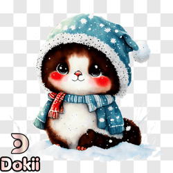 adorable cat dressed up for winter png design 212