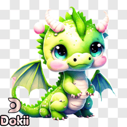 cute green dragon with wings and crown png design 222