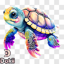 vibrant sea turtle in the blue ocean png design 223