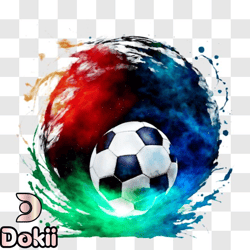 vibrant soccer ball with colorful paint splashes png design 226