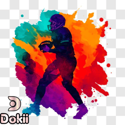 football player running with ball in colorful paint background png2 design 289