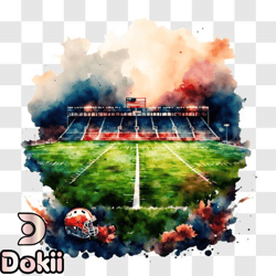 watercolor painting of an empty football field png design 291