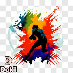 football player running with the ball silhouette png design 293