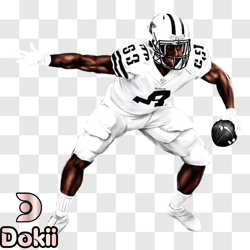 black and white illustration of american football player png design 301