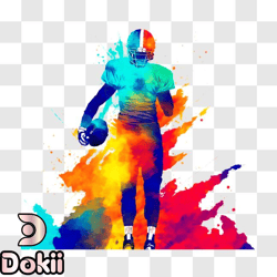 colorful paint splatters football player png design 306