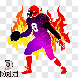 fiery american football player png design 314