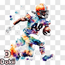 cleveland browns football player with watercolor splashes png design 324