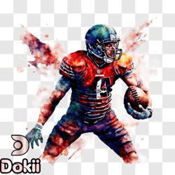celebrating victory: football player with paint splashes png design 327