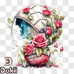 abstract football with roses and flowers png design 328