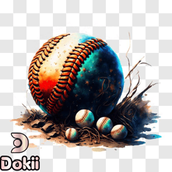 vintage baseball with weathered look and water droplets png design 08