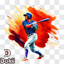 colorful baseball player ready to swing png design 12