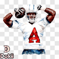 promotional image of football player with letter a on uniform png design 15