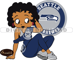 seattle seahawks betty boop svg, nfl svg, girl sport svg, football svg download digital file 04