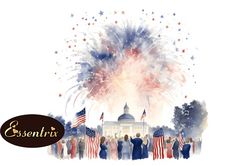 watercolor 4th of july cake clipart design 103