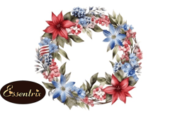 watercolor 4th of july wreath clipart design 105