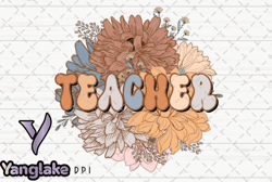 floral teacher retro flower vintage png design 13