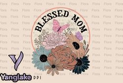 blessed mom retro floral vintage png design 15