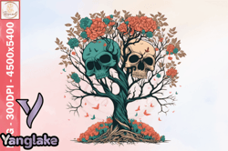 skull vintage flower valentine png design 22