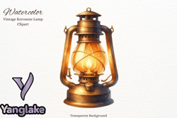 watercolor old rusty kerosene lamp design 93