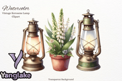 watercolor old rusty kerosene lamp design 92