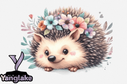 watercolor hedgehog clipart sublimation design 95