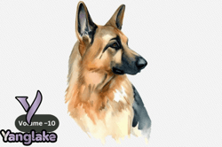 german shepherd watercolor dog clipart design 98