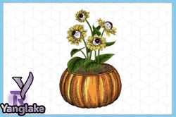 vintage flower surfer pumpkin scary png design 133