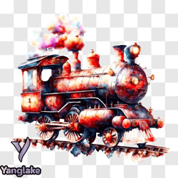 vintage steam locomotive on display png design 144