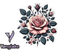 classic winter rose flower clipart design 159