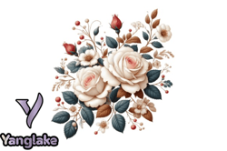 classic winter rose flower clipart design 161