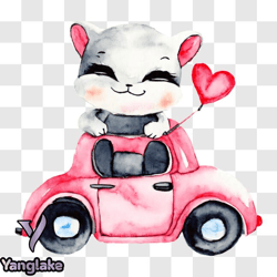 adorable cat enjoying a ride in a pink car png design 163