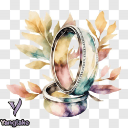 symbolize love and commitment with wedding rings on watercolor background png design 199