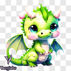 cute green dragon with wings and crown png design 222