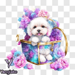 dog with flowers   cute gift idea png design 224