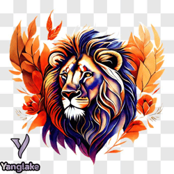 vibrant lion with colorful mane and surroundings png design 232