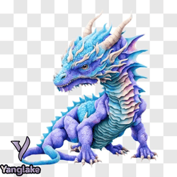 blue dragon with purple spikes   stock photo png design 233