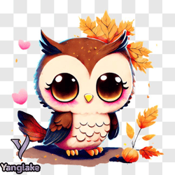 adorable owl on fall leaves png design 243