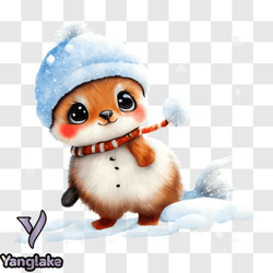 adorable winter dressed squirrel in the snow png design 251