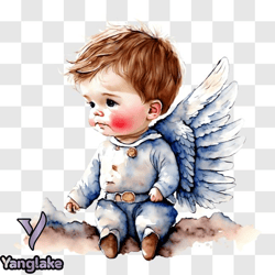 cute baby boy dressed as an angel png design 265