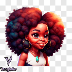 stylish woman with afro hairstyle and bright smile png design 264