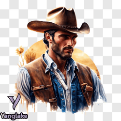 cowboy man poses in western attire png design 276